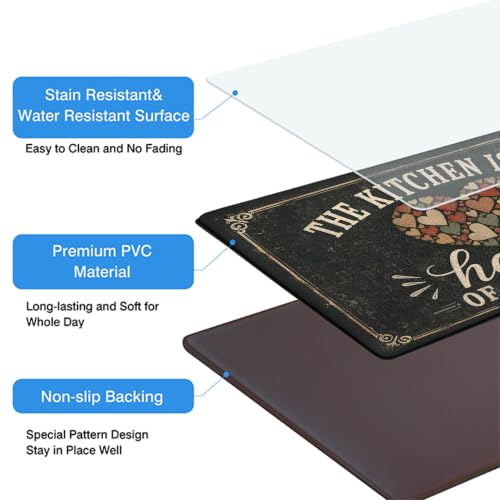 Kitchen Rugs for Floor 2 Pcs Memory Foam Padded Anti Fatigue Kitchen Mat - color: I Love My