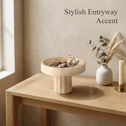 YMXYJM,Travertine Decorative Tray,Marble Tray with Legs,Beige - color: Beige Travertine