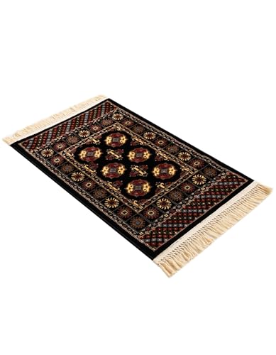 Rugs.com Bokhara Collection Rug – 2x3 Black Medium-Pile Rug Perfect for Entryways, Kitchens, Breakfast Nooks, Accent Pieces - color: Black, size: 2' x 3'