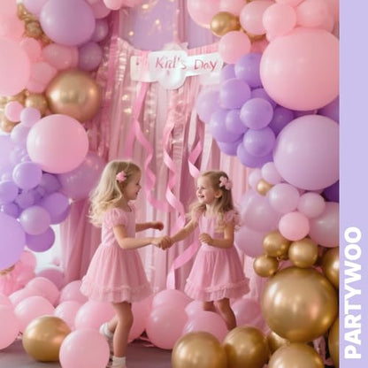 PartyWoo Pink Purple and Gold Balloons 66pcs 12 Inch Pink Purple Balloons - color: Pink & Gold & Purple