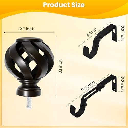 Ycolnaefllr Bronze Twisted Cage Curtain Rod, Heavy Duty Adjustable 48-84" - color: Bronze, size: 16-96"