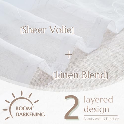 jinchan Kitchen Valance Curtain Double Layers, 1 Panel, White - color: Scroll Floral | White, size: 50"W x 16"L (Pack of 1)