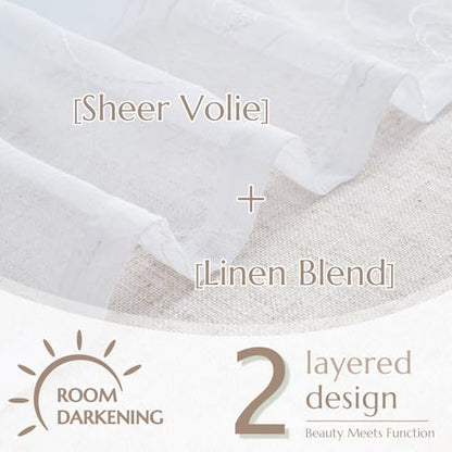 jinchan Kitchen Valance Curtain Double Layers, 1 Panel, White - color: Scroll Floral | White, size: 50"W x 16"L (Pack of 1)