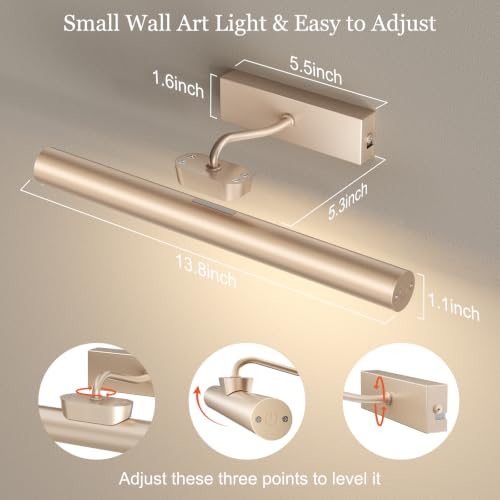 Picture Light for Wall, 4000mAh, 13.8 Inch, 2 Pack, Mocha Gold - color: Mocha Gold