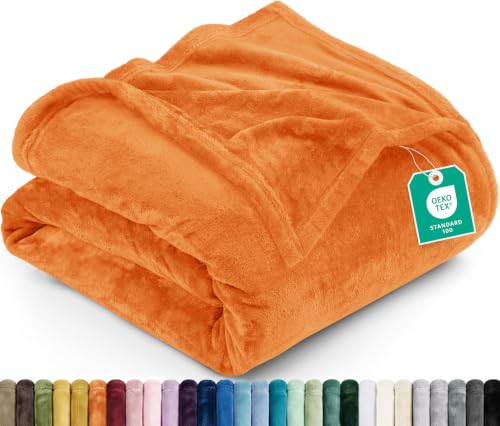 Utopia Bedding Soft Fleece Bed Blanket Throw Size Burnt Orange (50x60 Inch) - color: Burnt Orange, size: Throw (50x60 Inch)