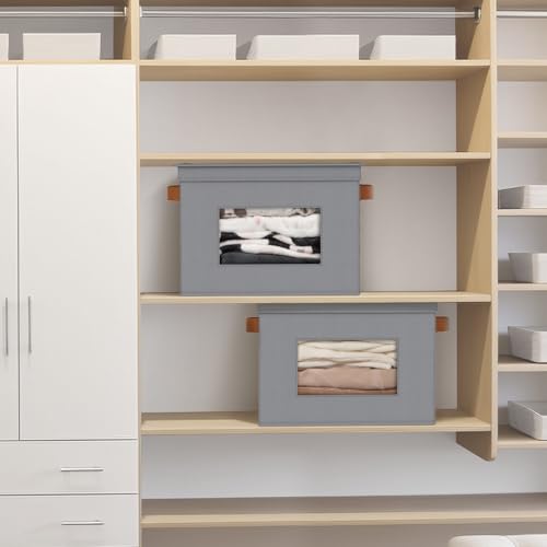 Univivi Fabric Storage Bins with Lids for Clothes 3 Pack, Grey - color: Gray