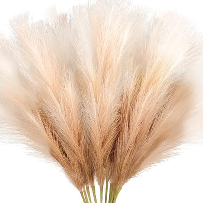 Faux Pampas Grass, 8 Pcs 35.4" Tall Pampas Grass Vase Filler, Beige Mixed - color: Beige, size: 35.4inch-8Pcs