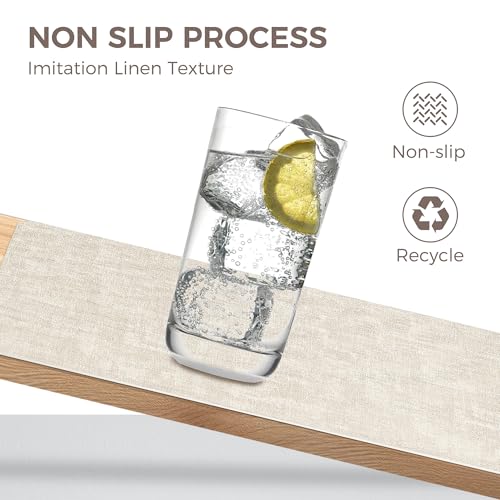 NCUE Vinyl Placemats Set of 8, 17"x12" Wipeable Place Mats with Coasters - color: Beige, size: Set of 8