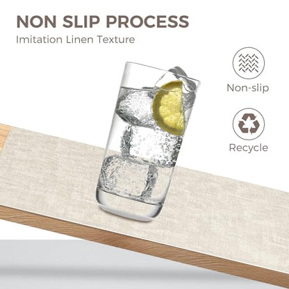NCUE Vinyl Placemats Set of 8, 17"x12" Wipeable Place Mats with Coasters - color: Beige, size: Set of 8