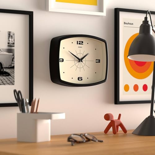JONES CLOCKS® Movie wall Clock | Rectangular Retro Clock | 10" | Black - color: Black