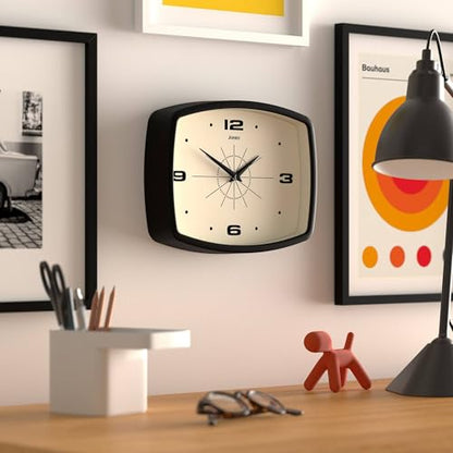 JONES CLOCKS® Movie wall Clock | Rectangular Retro Clock | 10" | Black - color: Black