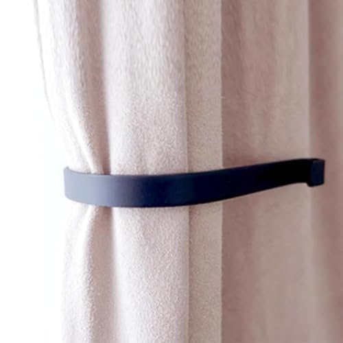 Curtain Holdbacks (Set of 2), Wall Mounted Drapery Tiebacks with Screws, Metal Decorative Window Drapery Holder Curtain Hook (Black) - color: Black