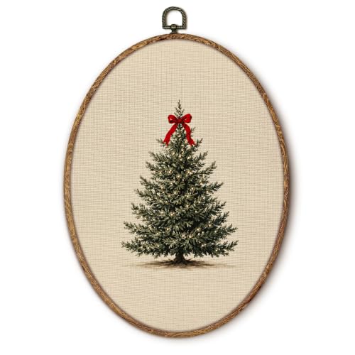 Yorhifa Red Bow Christmas Tree Framed Wall Art 8.5x11.5in - color: red bow