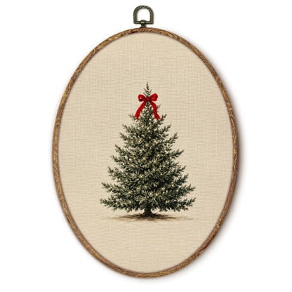 Yorhifa Red Bow Christmas Tree Framed Wall Art 8.5x11.5in - color: red bow