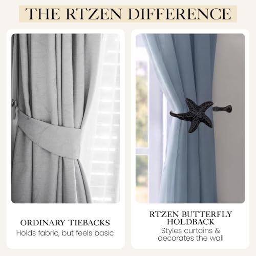 RTZEN Metal Curtain Tiebacks, Drapery Holders for Wall, 2 Pcs - size: Medium, style: Starfish