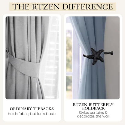 RTZEN Metal Curtain Tiebacks, Drapery Holders for Wall, 2 Pcs - size: Medium, style: Starfish