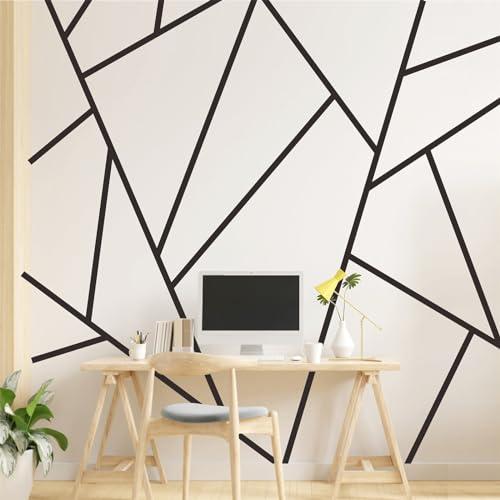 Striped Wall Decals Geometric Line Wall Stickers Black Decal Peel and Stick - color: Black