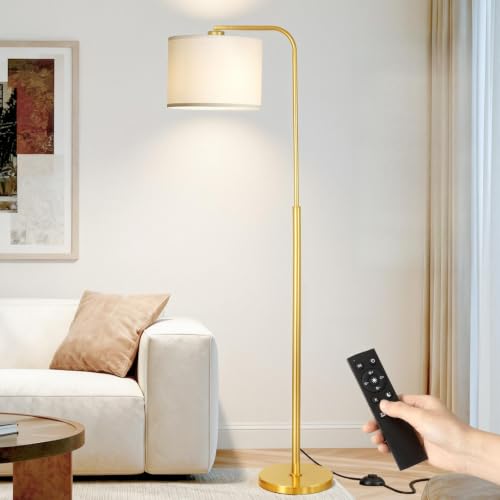 Arc Floor Lamp with Remote and Dimmable Gold Floor lamps for Living Room - color: Gold