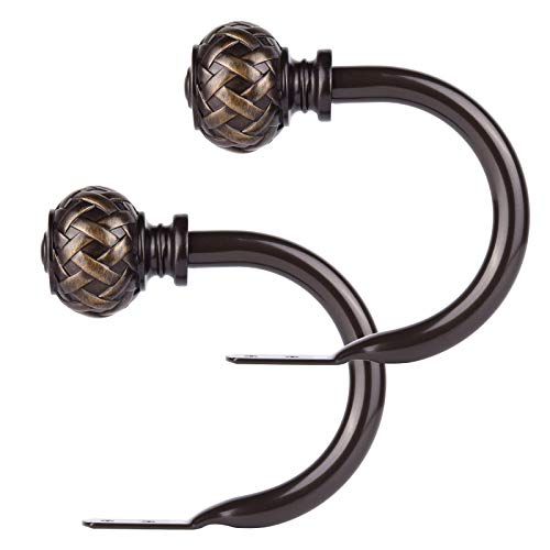 SZXIMU Curtain Drapery Holdbacks for Wall, 2 Pack, Netted Finials, Bronze - color: Bronze Netted Texture