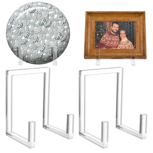 RattanView 2 Pcs Acrylic Plate Stand Clear Easel Stand for Display 6 Inch - size: 6 Inch