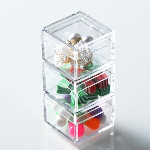 KissYou Small Acrylic Box with Lid 1.18 x1.18 x 0.86 Inch Plastic Cube - size: 1.18 x1.18 x 0.86 Inch