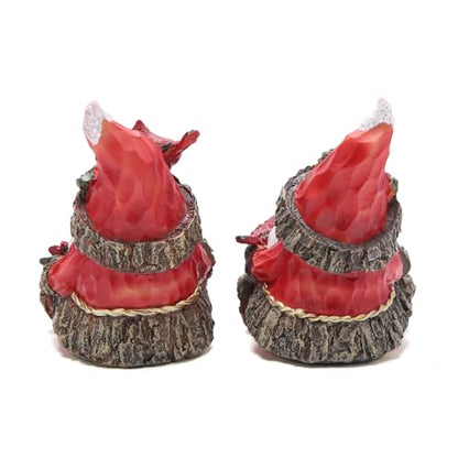 Hodao 2PCS Christmas Santa Figurines, Handmade Woodcut Xmas Holiday Decor - color: Red-2
