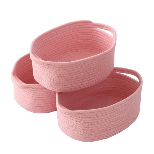JMvicyroam Small Woven Basket, Empty Gift Basket, Pink/3 Pack - color: Pink, size: 3 Pack