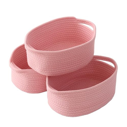 JMvicyroam Small Woven Basket, Empty Gift Basket, Pink/3 Pack - color: Pink, size: 3 Pack