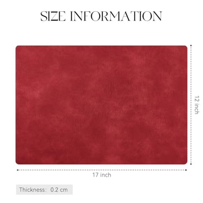 MOSAYT Vinyl Faux Leather Placemats, Set of 6, Red - color: Red