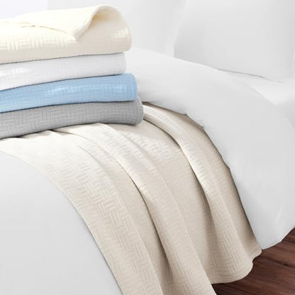 Arkwright Basket Weave King Blanket - 100% Ringspun Cotton All Season Blankets, Luxury Hotel Quality, Soft on Skin, Breathable, 300 GSM for Bed, Sofa, and Chair, 104 X 90 in, Beige - color: Almond Milk Taupe, size: King (104x90)
