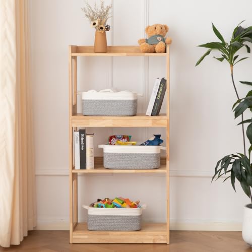 OIAHOMY 3-Pack Storage Baskets for Organizing Woven Small Basket Gery - color: Grey variegated, size: 13.8''×9.8''×5.5''