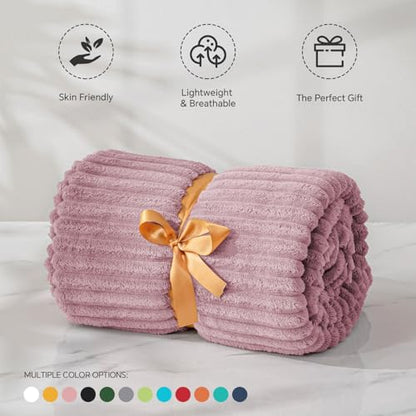 BEDELITE 3D Ribbed Berry Purple Fleece Twin Blanket for Couch, 60x80 Inch - color: Berry Purple, size: Twin(60"x80")