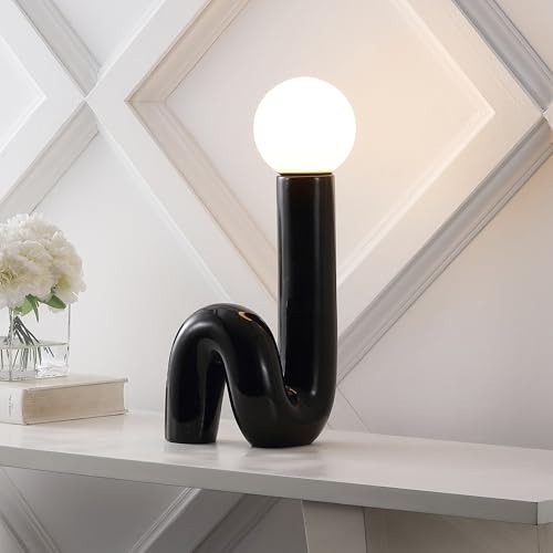 JONATHAN Y Katya 18" Scandinavian Ceramic Spiral Lamp, Black - color: Black