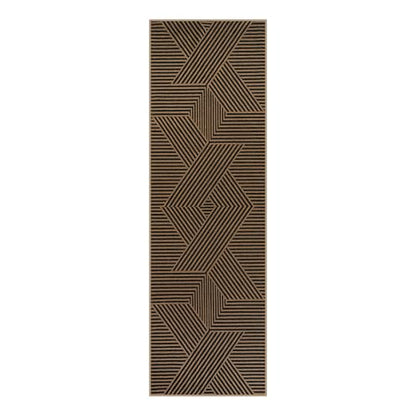 Lahome Modern Black and Brown Runner Rug, 2x8 Entryway Runner Rug Non Slip - color: Black/Nature Geometric-2, size: 2'6" x 8' (Runner)