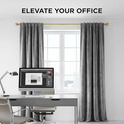 Golde Curtain Rods for Windows 18 to 45 inches,1 Inch Modern Metal Drapery Rods,Adjustable Heavy Duty Curtain Pole with Round Finials(18"-45"Warm Golden) - color: Warm Golden, size: 18"-45"