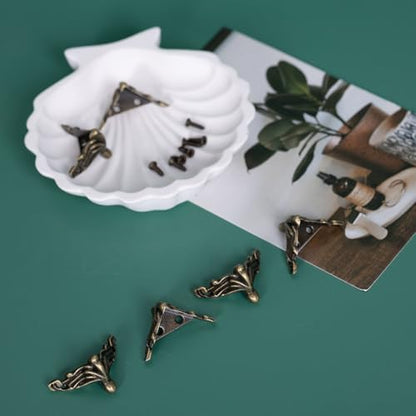 24Pcs Antique Brass Box Legs Feet Corner Protectors with Screws - size: StyleA