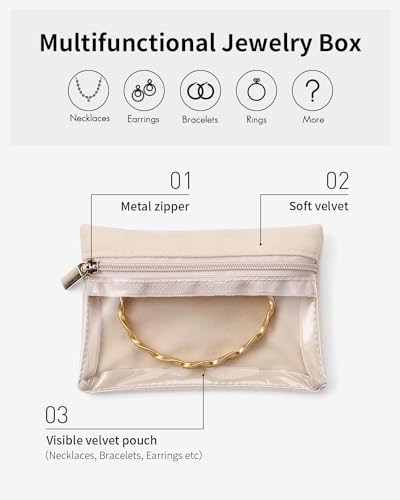 VLANDO Travel Jewelry Pouch, 33pcs Clear Velvet Zipper Bag - color: A.33 PCS