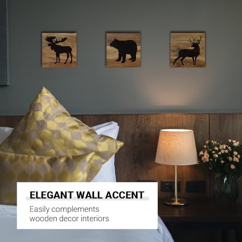 Home Rustique Real Wooden Cabin Decor, Woodland Rustic Wall Art, Set of 3 - color: Woodland Animals