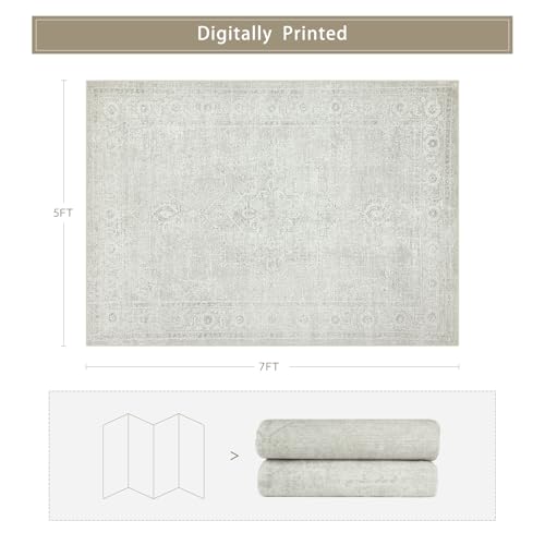 5x7 Washable Area Rugs for Living Room,Bedroom,Dining Room(Concrete Grey) - color: Concrete-grey, size: 5' x 7' (Rectangular)