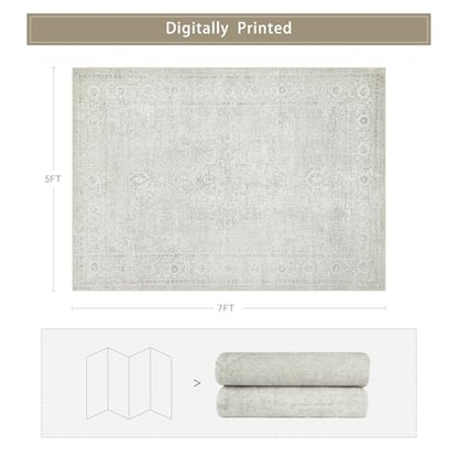 5x7 Washable Area Rugs for Living Room,Bedroom,Dining Room(Concrete Grey) - color: Concrete-grey, size: 5' x 7' (Rectangular)