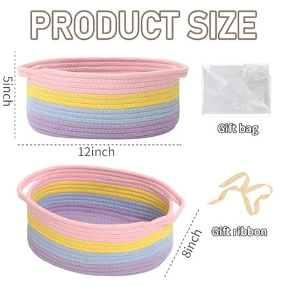 JMvicyroam Small Woven Basket, Empty Gift Basket, Rainbow/1 Pack - color: Rainbow, size: 1 Pack