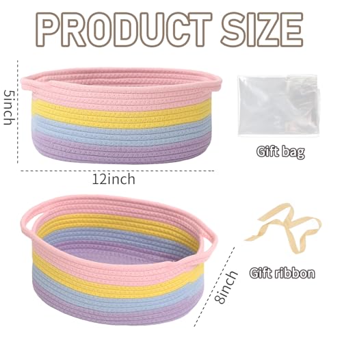 JMvicyroam Small Woven Basket, Empty Gift Basket, Rainbow/1 Pack - color: Rainbow, size: 1 Pack