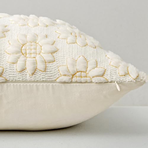 Spring Pillow Covers Sunflower 18x18 Set of 2 Cream White - color: Cream White, size: 18" x 18" (Pack of 2)