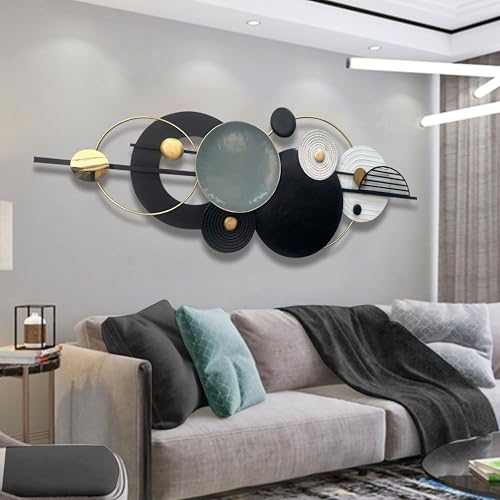 Metlzks Modern Metal Wall Art,Black Modern Abstrac Wall Decor,Large 59×22 In Geometry Metal Wall Sculptures for Living Room Bedroom Kitchen Bathroom Office - color: Gray
