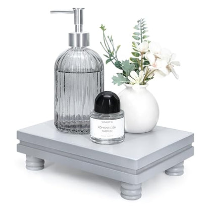 EOSAHR Wood Riser: Farmhouse Display Stand for Kitchen Counter, Gray - color: Gray