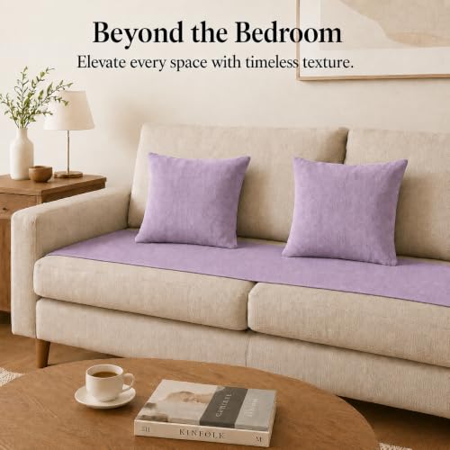 Solid Bed Runner Set,2 Pillow Covers,Dusty Lavender,82.7x19.7in - color: Dusty Lavender, size: Full/Queen