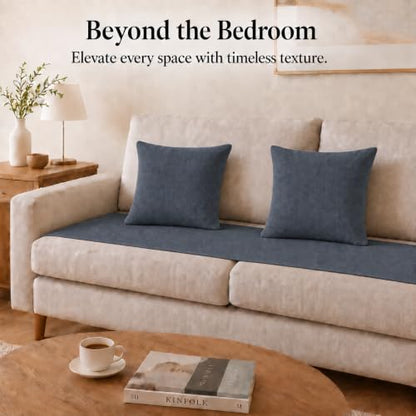 Solid Bed Runner Set,2 Pillow Covers,Blue Gray,70.9x19.7in - color: Blue Gray, size: Twin/Twin XL
