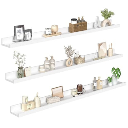 HOOBRO Floating Shelves, Wall Shelf Set of 3, 47.2 Inches Hanging Shelf - color: White, size: 47.2 Inches
