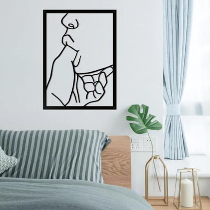 ruelen Metal Wall Art Abstract Wall Decor with Quiet Gesture Theme - color: Black
