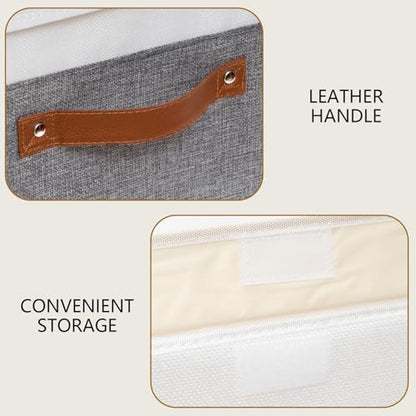 Yawinhe Fabric Storage Boxes with Lids,White/Grey,15.0x9.8x9.8in,1-Pack - color: White/Grey, size: L/(1 Pack)